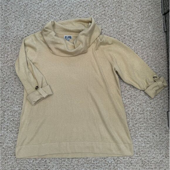 JM Collection Gold turtle‎ neck top Gold 2X - Picture 1 of 8